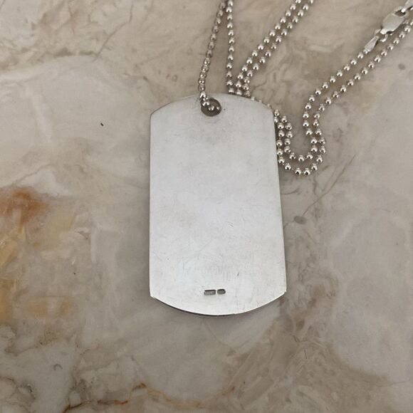 Gucci 925 Sterling Silver Dog Tag & 30” Ball Chain Unisex - Picture 6 of 12